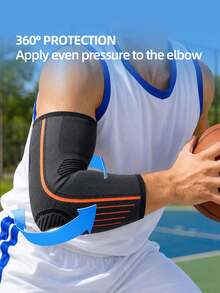 1PC Elbow Compression Sleeve, Elbow Braces For Tennis, Golf, Weightlifting, Elbow For Women & Men. - Orange - View 3
