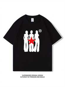 Women's T-Shirt For Spring And Summer - 黑色 - 查看 1