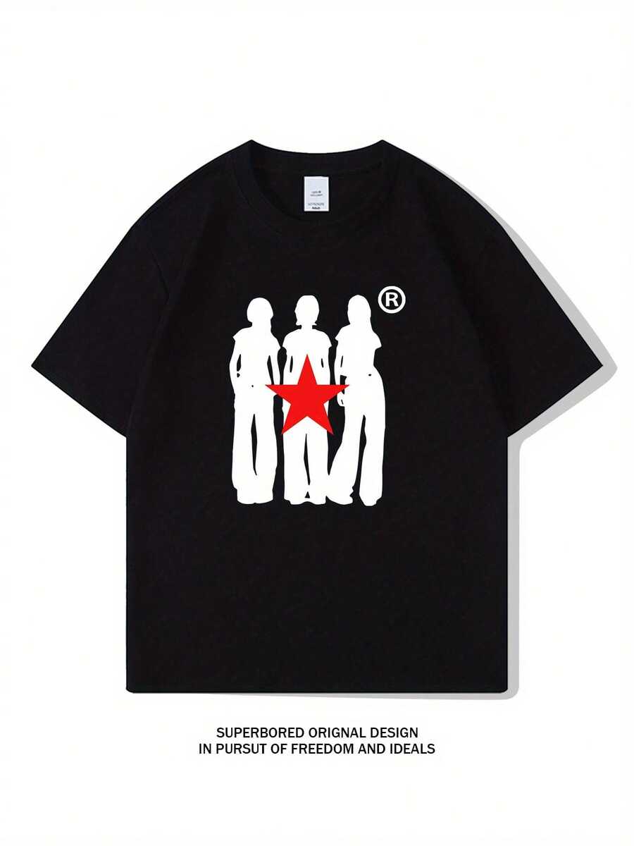 Women's T-Shirt For Spring And Summer - 黑色 - 查看 1