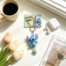 MINISO Disney Stitch 坐姿造型鑰匙圈，可愛卡通人物包飾吊飾，附 Scrump 吊墜與夾扣鉤，背包手提包配件，開學季禮物 - 樣式 1 - 查看 3