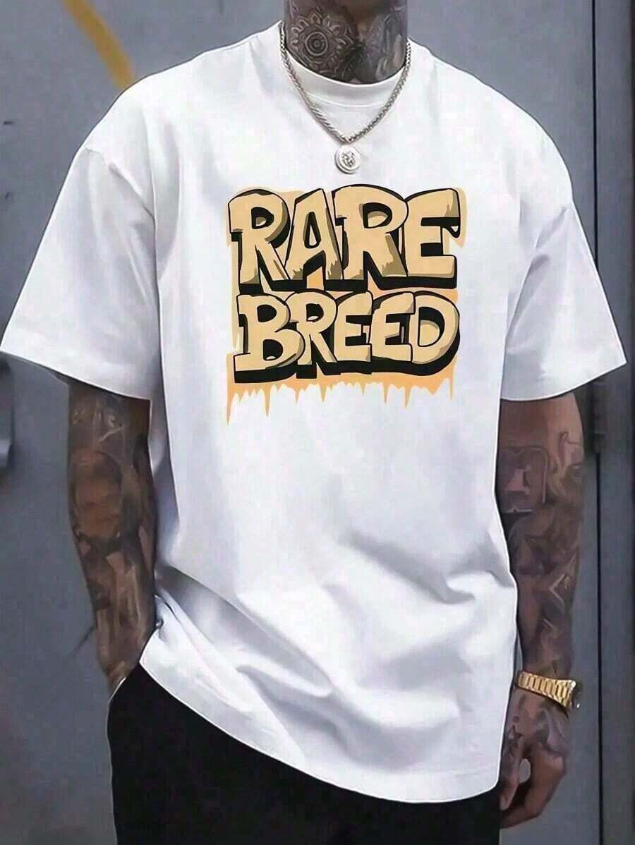Men's Summer Round Neck Short Sleeved Casual Cotton T-Shirt With Interesting Letters, Comfortable Cotton, 100% Cotton, Suitable For All Seasons, Soft - 白色 - 查看 1