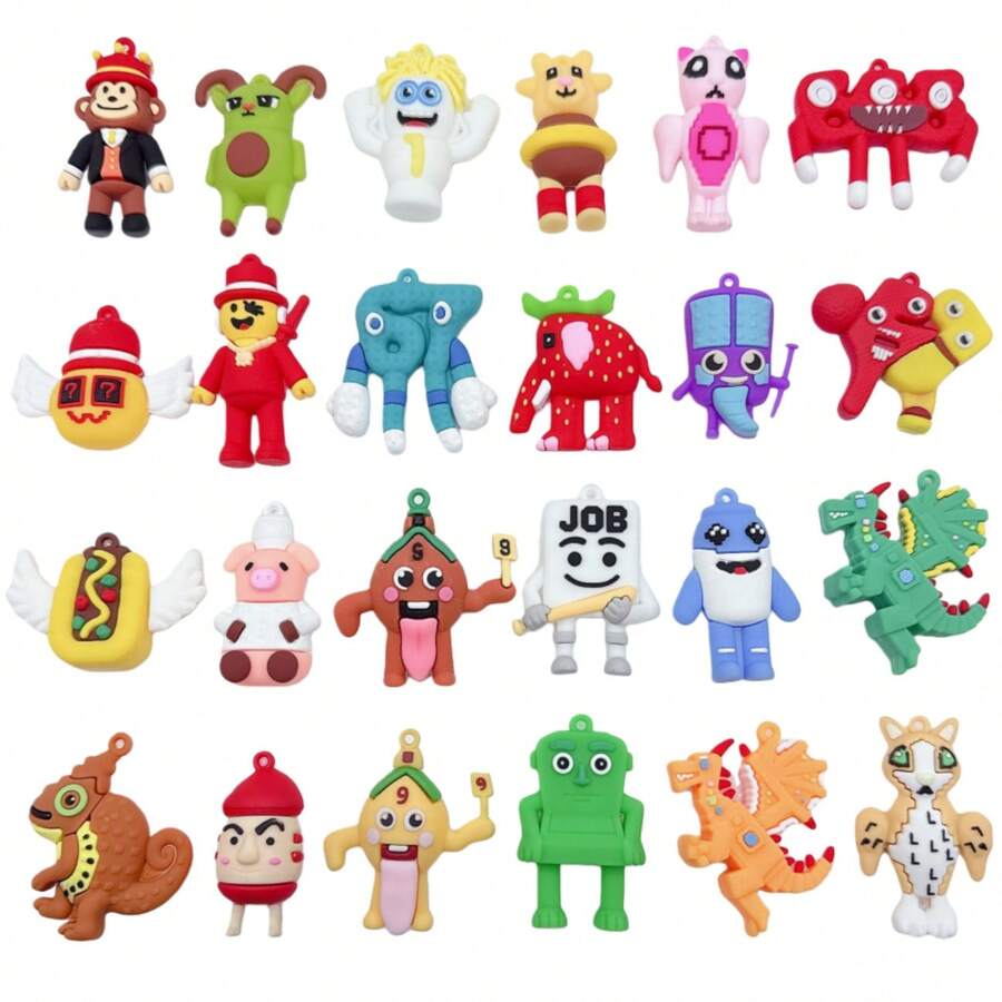 Ensemble de 24 nouvelles figurines articulées Melojoy << Brain Rot » à presser, jouets amusants pour fans de Brain Rot italien, comprenant Cute Job et Strawberry Elephant, ainsi que 67 figurines articulées Brain Rot, poupées périphériques de jeu Brain Rot à succès en transfrontalière, porte-clés, accessoires créatifs pour sac à dos et voiture - Multicolore - Voir 1