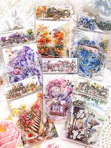 30pcs Garden Theme Scrapbooking Stickers, Creative Aesthetic Sticker Decals, Scrapbook, Album DIY Decoration, Holiday Gift, Personalized Scrapbook School Supplies - 4. Dreamy Flower Mirror - View 3