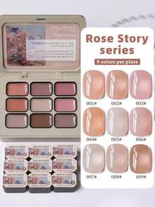 9-Colors Rose Story Series Patting Glue Smudge Canned High Saturation Popular Semi-Solid Nail Polish Glue Nail Salon For Christmas Diy - Nhiều màu - Xem 9