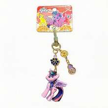 MINISO My Little Pony Twilight Sparkle 好運符號鑰匙圈，可愛小馬迷你公仔包飾吊飾，附金色調夾扣鉤，背包錢包配件，返校禮物 - 樣式 2 - 查看 6