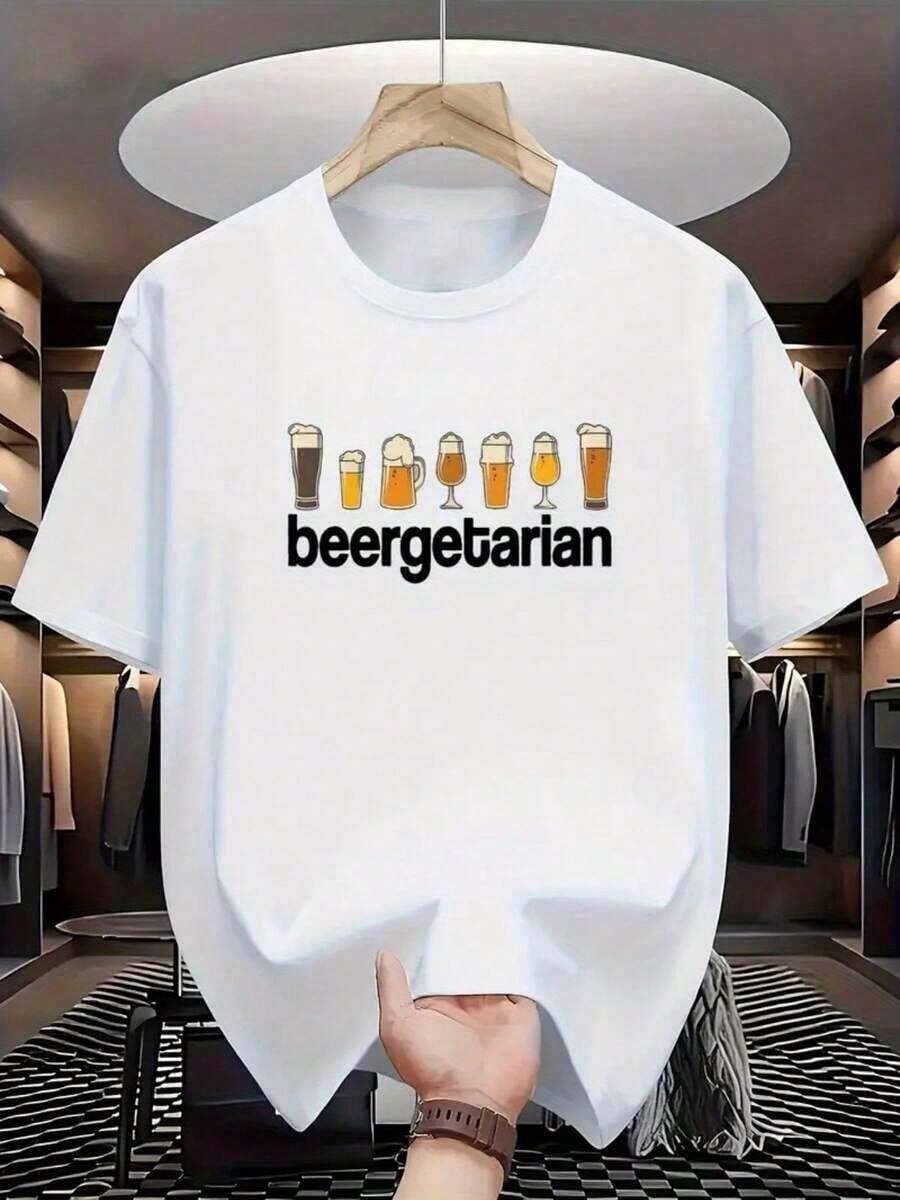 Men's Casual Short Sleeve T-Shirt, Breathable And Outdoor Perfect Birthday Or Holiday Gift Choice For Friends, Family, Boyfriend Or Girlfriend - 白色 - 查看 1