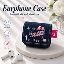 Casing Apple Air berbahan Denim dengan Bordir, untuk AirPods 1/2/3/Pro/Pro 2/Pro 3 - MultiWarna - View 8