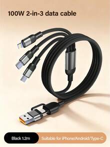 Cáp sạc nhanh 100W (tối đa), cáp dữ liệu USB sang Lightning, dây sạc bện nylon, bộ sạc đa năng, sạc dự phòng, tương thích với iPhone 16/15/14/13/12/11, S24/S23/S22/S21 và các dòng máy khác, bộ chuyển đổi sạc đa năng hiệu suất cao. - Nhiều màu - Xem 3