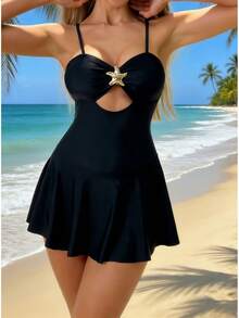 Stylish And Flattering One-Piece Swimsuit TK547 - Black - View 7