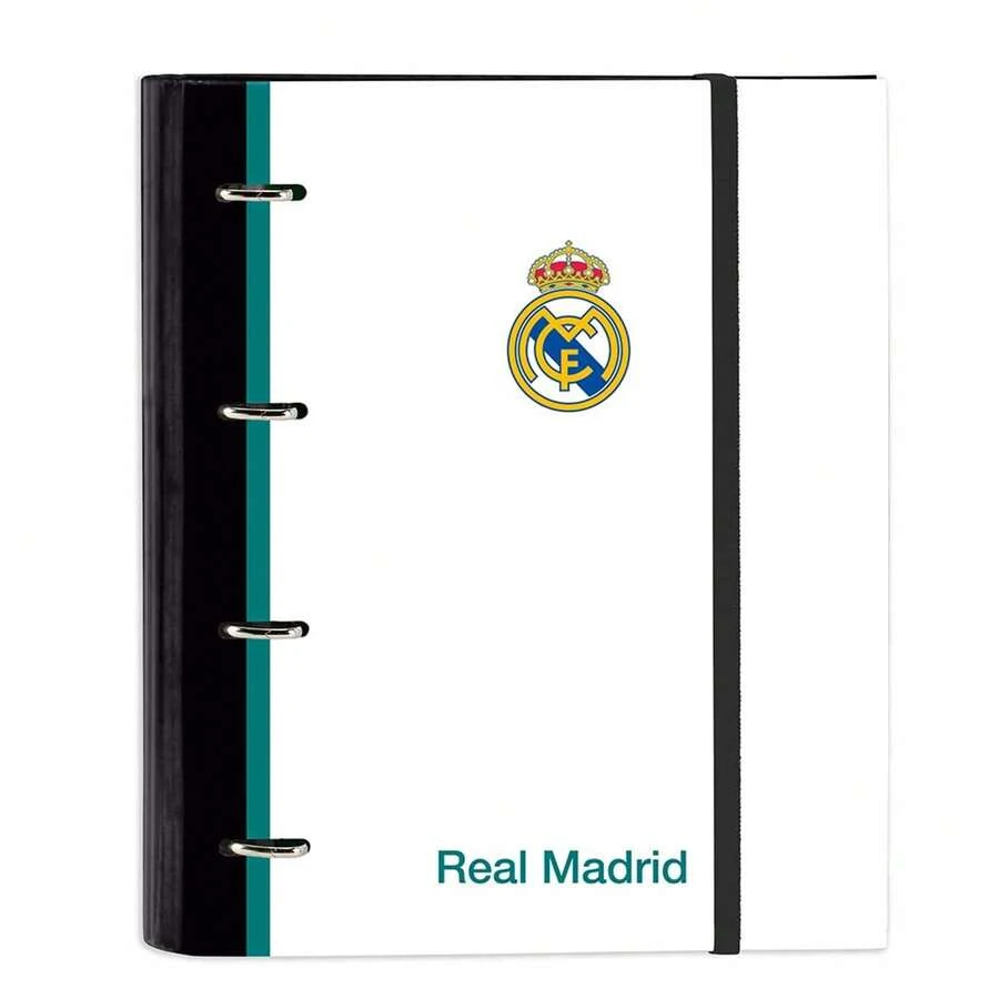 4 Ring Binder Real Madrid Team 26/27 For Kids And Teens, Hard Covered With Elastic Closure, Replacement A4 100 Sheets Graph Paper 5x5 Mm 80 G/M² - Standard (2) - View 1