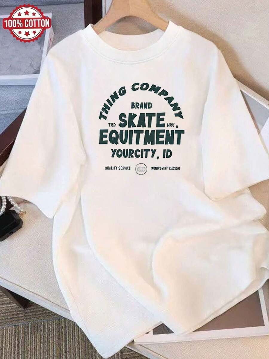 Women's T-Shirt: Modern Summer T-Shirt In Pure Cotton, Loose Round Neck, Versatile Clothing For Women, Comfortable Casual T-Shirt For Teenagers, Vibrant And Youthful Short Sleeve Tops For Daily Wear. - 白色 - 查看 1