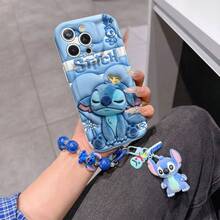 Disney Has Authorized, Phone Case - Chain Set, The Stitch Lilo & Stitch 3D Phone Case Plus A Silicone 3D Stitch Bracelet With Metallic Ring Removable Bracelet, Stitch And Angel Pattern, Compatible With Iphone17/16/15/14/13/12/11/XS/XR/X Plus Pro Max, A Stylish Cartoon Phone Case, The Perfect Gift Choice, Phone Protection, Durable Phone Cover, Great Gift For Friends And Family. - trắng - Xem 6