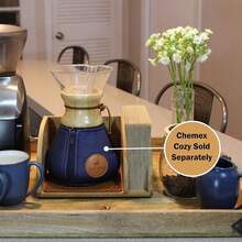 Caddy For Pour Over Coffee Maker, Bamboo Stand Fits Chemex, , Cosori, HexNub Coffee Carafes, Heatproof Mat, Filter Holder - White - View 8