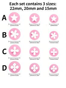 Mini Floral & Star Polymer Clay Cutters, Tiny Flower Star Mold For Handmade Hydrangea & Jasmine Style Earring, Ideal For Dainty & Romantic Vibe Jewelry Crafting - Pink - View 2