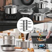 8 Tier Pot Organizers Rack With 3 DIY Methods, Adjustable Pan Organizer Under Cabinet Kitchen Organization And Storage Pots And Pans Organizer Under Cabinet - 黑色 - 查看 4