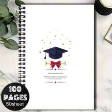 100-Page Spiral Bound Notebook With Graduation Cap & Scroll Design, Ideal For Work Notes, Study, Journaling, And Daily Planning. A Thoughtful Gift For Birthdays, Graduations And More. - B - View 1