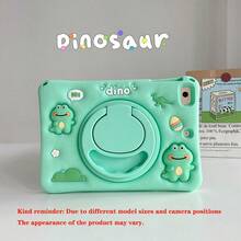 Casing Pelindung Dinosaurus Kecil Lucu Kartun, Kompatibel dengan iPad Generasi ke-7/8/9 10.2/10/11 Inci, Casing Pelindung Silikon dengan Stand Putar 360°, Casing Pelindung Tablet Lucu yang Dapat Ditekan, Unisex - MultiWarna - View 15