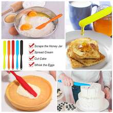 Espátula de silicona, raspador, cuchara, resistente al calor para mezclar crema, mantequilla de maní, raspador de pan antiadherente, mezclador de goma de cocina, largo - aleatorio - Ver 9