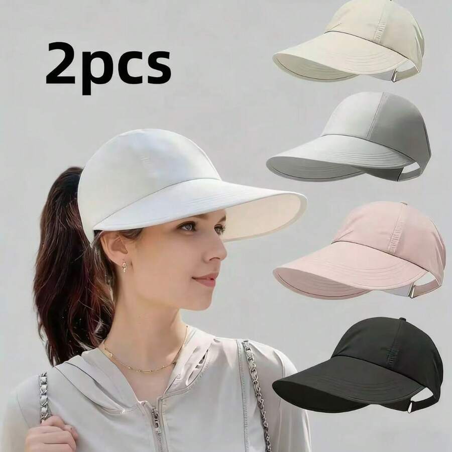 2 Packs Of Spring/Summer Sun-Protective Baseball Caps, Unisex, Lightweight And Adjustable, Hook And Loop Clos - Multicolor - View 1