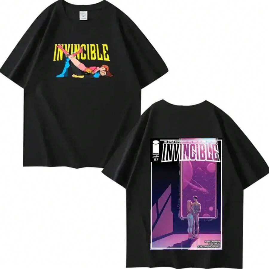 Camiseta Unisex Invincible | Mark Grayson y Atom Eve, Diseño de Amor Esencial | Para Hombres y Fans - Negro - Ver 1
