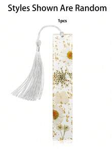 1 pieza/2 piezas Marcapáginas con borla de flor seca/Prensa de libros, regalo de Navidad para amantes de los libros, marcapáginas de resina hecho a mano con flor seca, estéticamente para mejorar el interés por la lectura, regalo para amantes de los libros, premios para estudiantes, artículos de papelería de patrones aleatorios, esencial para la temporada de regreso a clases - Multicolor - Ver 14