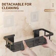 3pcs Multi-Color Wall Mounted Storage Shelf With Hooks - Heavy Duty Plastic Adhesive No-Drill, Space-Saving Bathroom And Kitchen Organizer, No-Drill Installation Kitchen Utensils, Shower Caddy System, Multi-Tier Shelf For Toiletries, Cosmetics, Kitchen Essentials, Shower Caddy - Multicolor - View 4