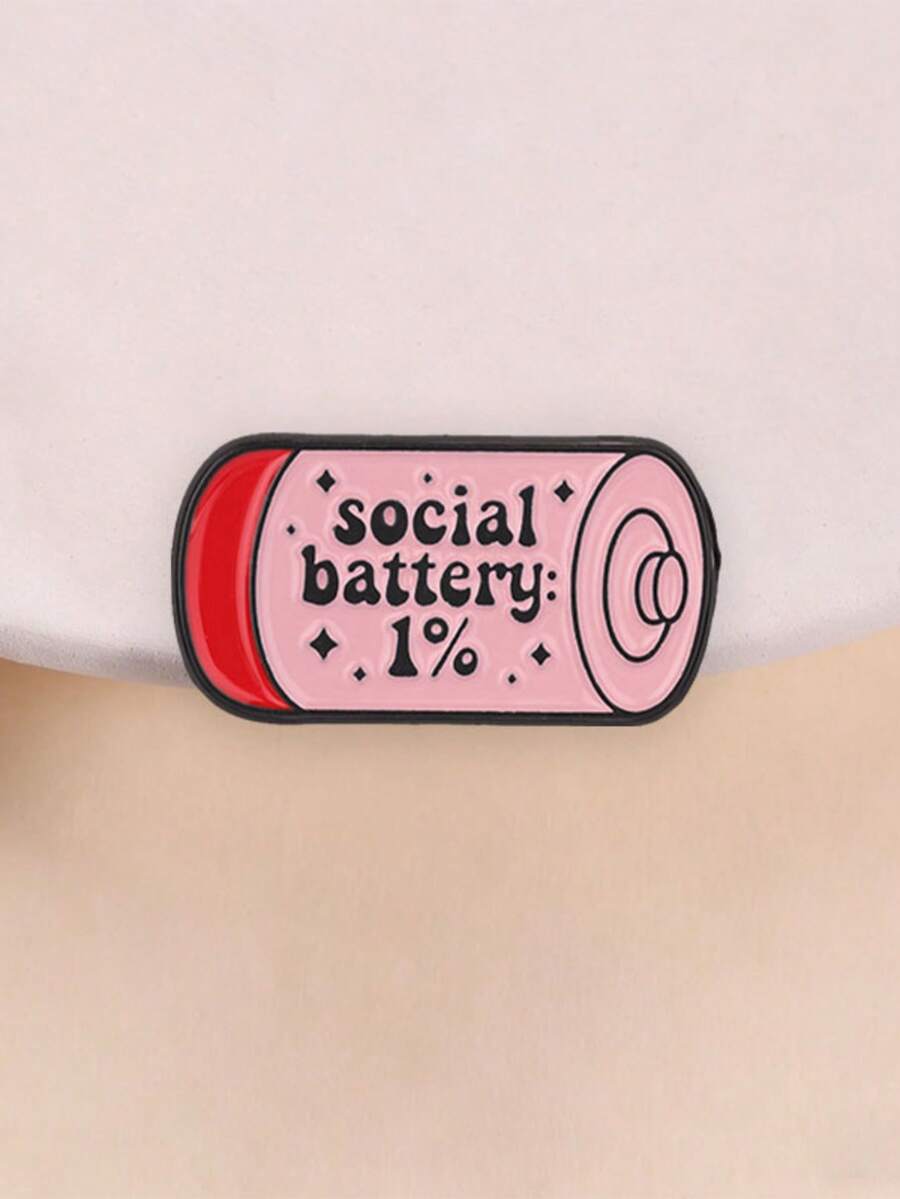 'social Battery 1%' Enamel Pin, Funny Introvert Brooch, Unique Accessory For Humor Lovers, Perfect Gift Idea For Friends & Family