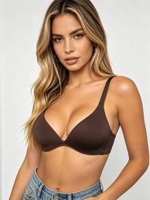 3pcs/Set Women V-Neck Comfortable Wireless Soft Cup Solid Color Bras - Multicolor - View 5