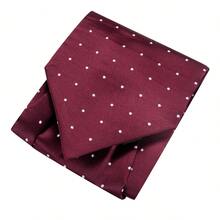 Men Wine Red Dot Pattern 4-In-1 Suit Accessory Set, Random Design Cufflinks Elegant Decor For Banquet Party Holiday Ceremony - Burgundy - View 3