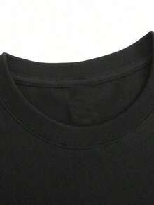[Fashionable Letter Print T-Shirt] Women's Round Neck T-Shirt, Comfortable And Breathable, With Letter And Cartoon Print | Simple Design, Suitable For Everyday Leisure And Versatile, Showing A Natural And Elegant Style, A Must-Have For Summer Parties, Local Delivery, Daily Use. - 黑色 - 查看 4