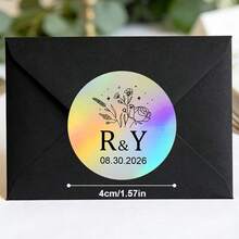 Label Transparan yang Dipersonalisasi dengan Detail Foil Emas, Cocok untuk Pernikahan dan Acara Khusus, Stiker Bulat Perekat Transparan yang Dapat Disesuaikan, Sempurna untuk Perayaan Elegan, Ideal untuk Undangan dan Suvenir Pesta, 5*3.5cm - Laser melingkar 3-G3 - View 4