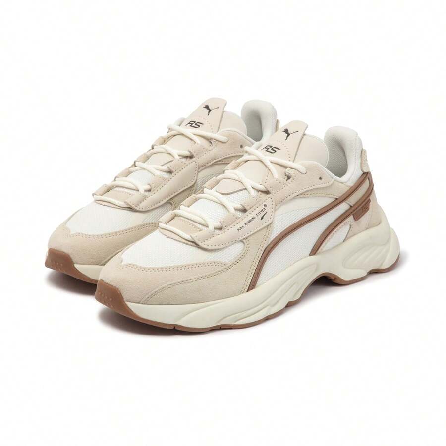 Puma 女款輕量透氣復古厚底運動鞋,春/夏季 - 白色-咖啡色-米白色 - 查看 1