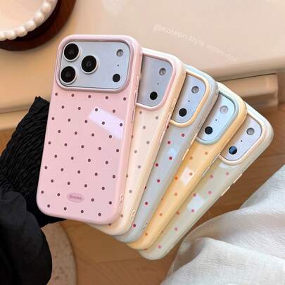 GUCADI Dopamine Polka Dot Phone Case, Compatible With IPhone 17 Pro, Anti-Drop, Compatible With IPhone 16, Unique Contrast Color Design, Compatible With IPhone 15, Soft, Suitable For Korean Girls, Geometric Pattern, Minimalist Style, Fresh And Simple, Contrast Color Style, Niche, Ins Style