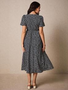 Vestido De Estampado Floral Para Mujer Con Nudo Retorcido Y Abertura Lateral - Rosa vieja - Ver 10