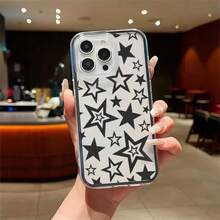 1個黑色星形漸層邊緣2合1 TPU手機殼，適用於Apple 17 16 15 14 13 12 11 Plus Pro Max系列，個性化INS風格保護殼，極簡防摔時尚手機殼，高美感設計，生日/節日禮物 - 彩色 - 查看 1