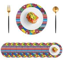 Cinco De Mayo Decorations, 50PCS Mexican Disposable Plates, Round Paper Placemats, 13 Inches Mexican Fiesta Place Mats For Dining Table, Paper Placemat For Cinco De Mayo Fiesta Party Decorations - 墨西哥嘉年華 1 - 查看 2