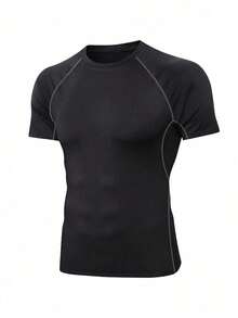 Men's Slim-Fit Boyfriend Style Short-Sleeve T-Shirt, Gym Wear, Men's Basic Boyfriend Style T-Shirt, Summer Sportswear. - 灰色 - 查看 1