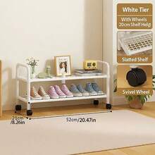 1pc Multi-Tier Large Capacity Waterproof Plastic Shoe Rack, Minimalist White Grid Storage Shoe Organizer, Portable Multi-Layer Entryway Shoe Rack, Multifunctional Shelving Unit With Casters For Bedroom, Bathroom, Closet, Hallway - Multicolor - View 11