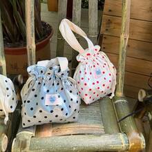 Polka Dot Drawstring Bag, Large Capacity Handheld Portable Pouch, Cosmetic Storage Bag, Travel Makeup Organizer - Multicolor - View 5