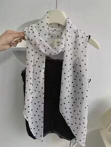 French Casual Style Long Scarf, High-End Coffee Color Polka Dot Pattern, Versatile Thin Ladies Accessory In Korean Style - Multicolor - View 10