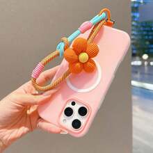 1pc Dopamine-Enhanced Mobile Phone Lanyard/Wrist Strap, Colorful Card Keychain, Anti-Loss, Cute Flower Mobile Phone Strap - Multicolor - View 6