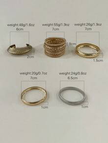 8件套独特边缘手镯，金银混搭，金色手镯，银色手镯，宽手镯，厚手镯，手镯套装，奢华优雅风格，女士礼物 - 彩色 - 查看 5