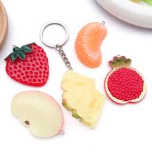 5/10pcs Resin Large Fruit Apple Pineapple Strawberry Charm Cute Simulated Food Pendant For DIY Keychain Necklace Earrings Jewelry Making - Multicolor - View 7
