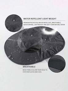 1pc Waterproof, Quick-Drying Wide-Brimmed Sun Hat, Breathable Hiking Sun Protection Neck Strap/Fishing Hat For Men And Women, Suitable For Summer Use. - Multicolor - View 3