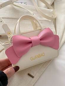 New Spring/Summer Handbag, Fashionable Solid Color Crossbody Bag, Stylish Bowknot Girl's Shoulder Bag - White - View 6