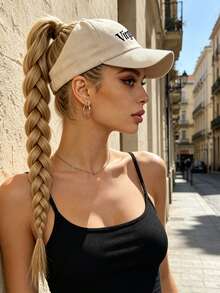 1pc Women's Twelve Zodiac Print Beige Ponytail Sun Hat, Women's Braid-Friendly Sun Hat, Suitable For City Street Photography/Commuting/Outdoor Light Sports/Girl Dates/Summer Sun Protection - Off-white - View 4