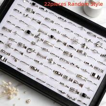 Set de 22/45 piezas de anillos de estilo bohemio, geométrico y minimalista asimétrico con perlas falsas de color dorado, accesorio diario y regalo de joyería para mujeres - Chorro de agua con goteo de aceite, aleación pequeña - Ver 13
