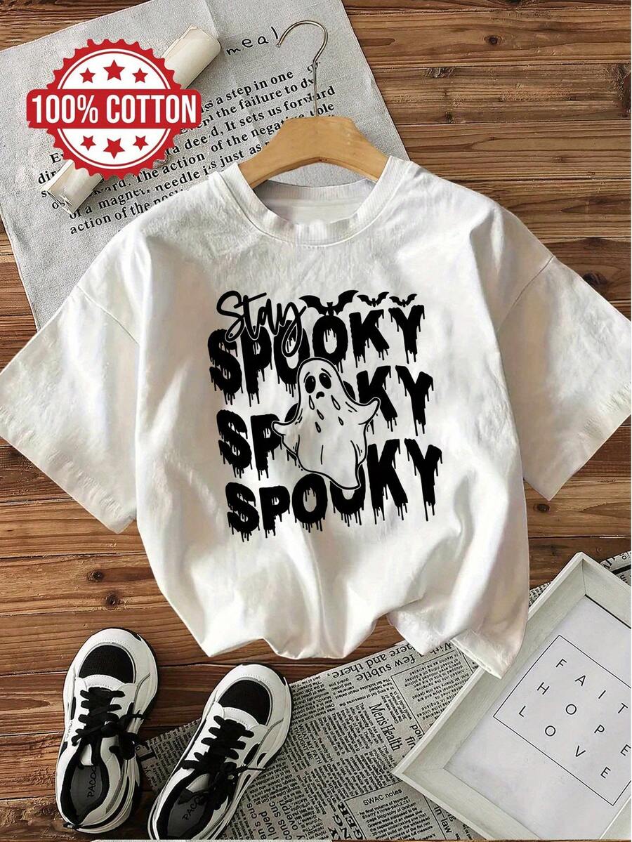 New T-Shirt, 100% Cotton, Machine Washable, Suitable For Spring, Summer And Autumn, Casual Style, Comfortable Fit, Modern Design, Versatile For Daily Use, Soft Fabric, Style A. - 白色 - 查看 1