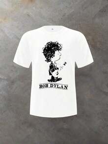 Men's Bob Dylan Peanuts Style T-Shirt, Round Neck And Short Sleeves, Casual Cotton, Casual Fashion, Suitable For Indoor And Outdoor Use And Christmas Gifts - 白色 - 查看 6