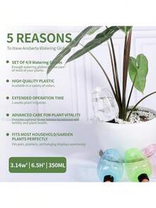 Thiết bị tưới cây tự động chậm giọt 17,5oz, hệ thống tưới nhỏ giọt tự động, không cần điện, không cần pin, điều chỉnh lưu lượng nước, dụng cụ tưới vườn tiết kiệm sức lao động, dung tích lớn, cung cấp nước lâu dài, chất liệu bền có thể tái sử dụng. - Nhiều kiểu dáng - Xem 5